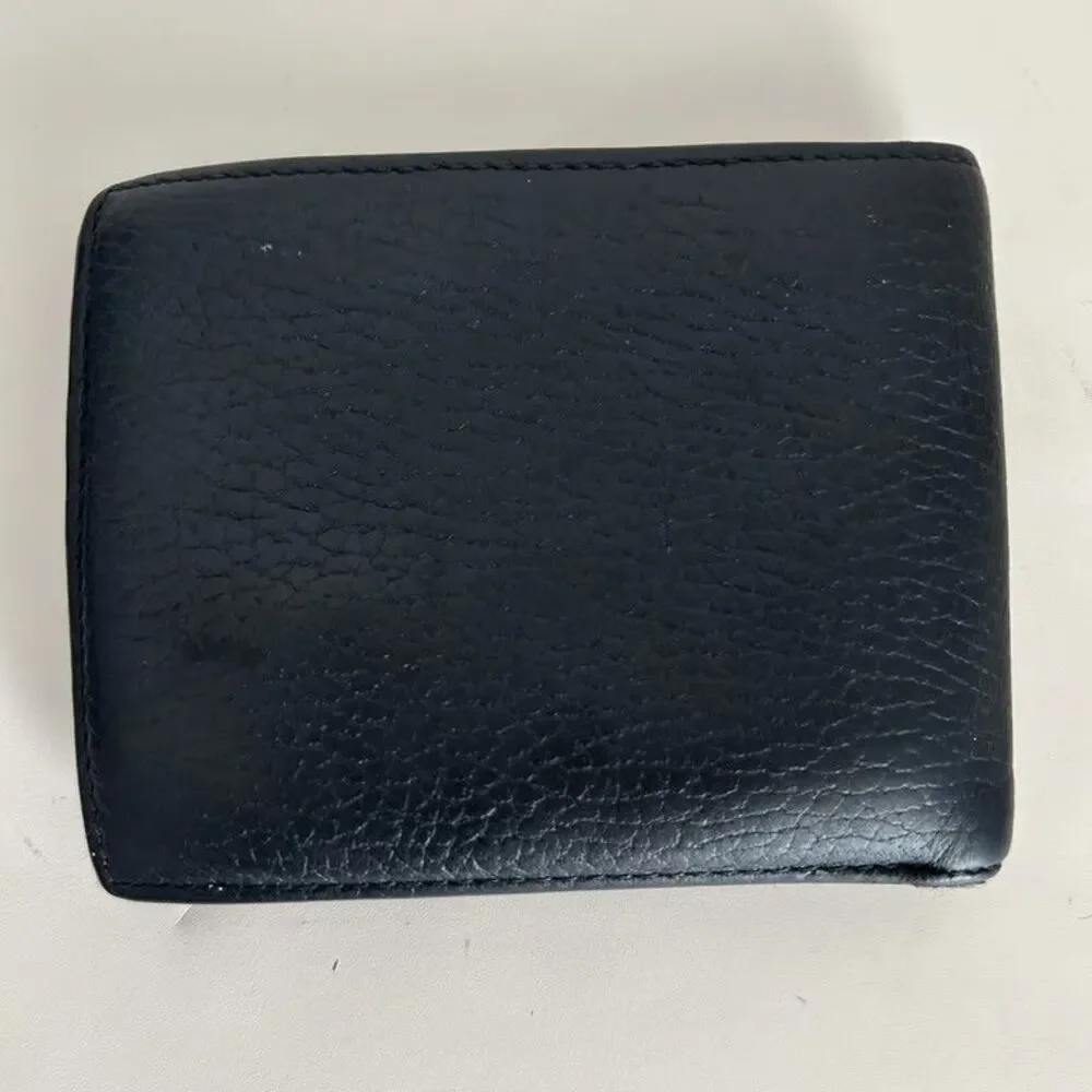 Gucci Interlocking G Bifold Wallet Mens Black Green Leather GG Logo 610464
